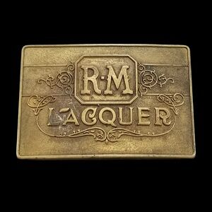 Vintage RM Lacquer Brass Tone Belt Buckle PMC Promotional Marketing Concepts